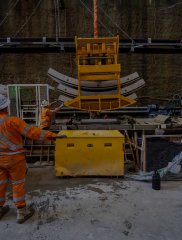 Production equipment operating inside a tunnel