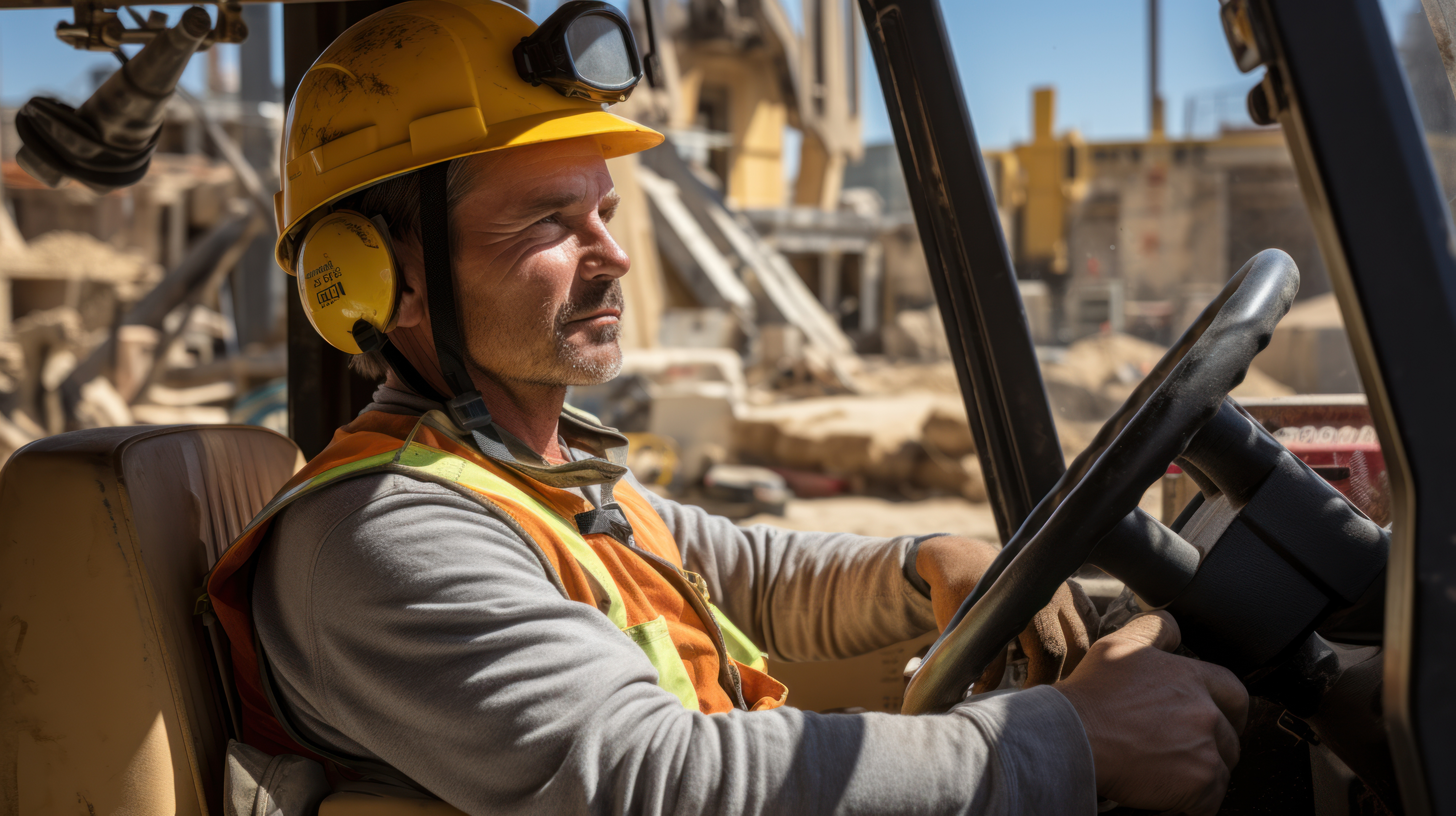 Machine operator in high-visibility workwear