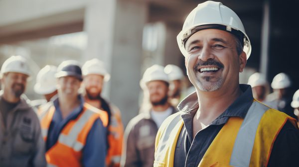 Site worker in a white hard hat on the operations frontline