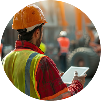 Supervisor reviewing work on site